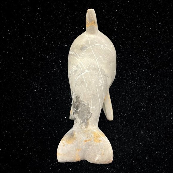 Hand Carved Gray Marble Stone Dolphin Figurine Paperweight 4.5”T 5”W - Picture 2 of 10